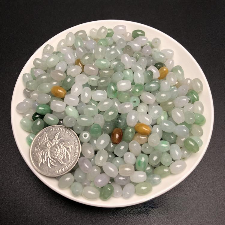 (10 pcs/pack) Myanmar jadeite A goods jade beads long beads 6x8mm woven jewelry jade beads 5