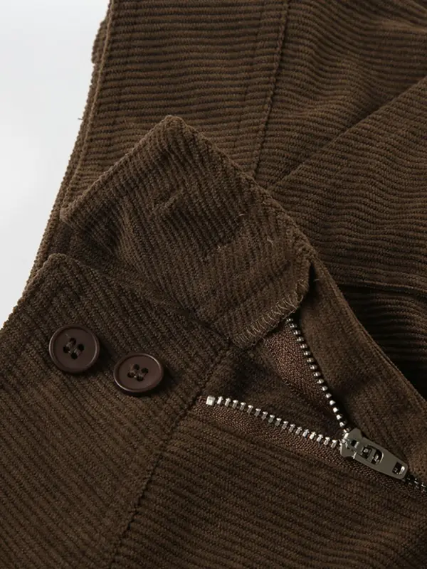 Women's Plain Corduroy Shorts, Casual Drop Waist Pocket Button Shorts for Daily Wear, Ladies Bottoms for Fall & Winter 4