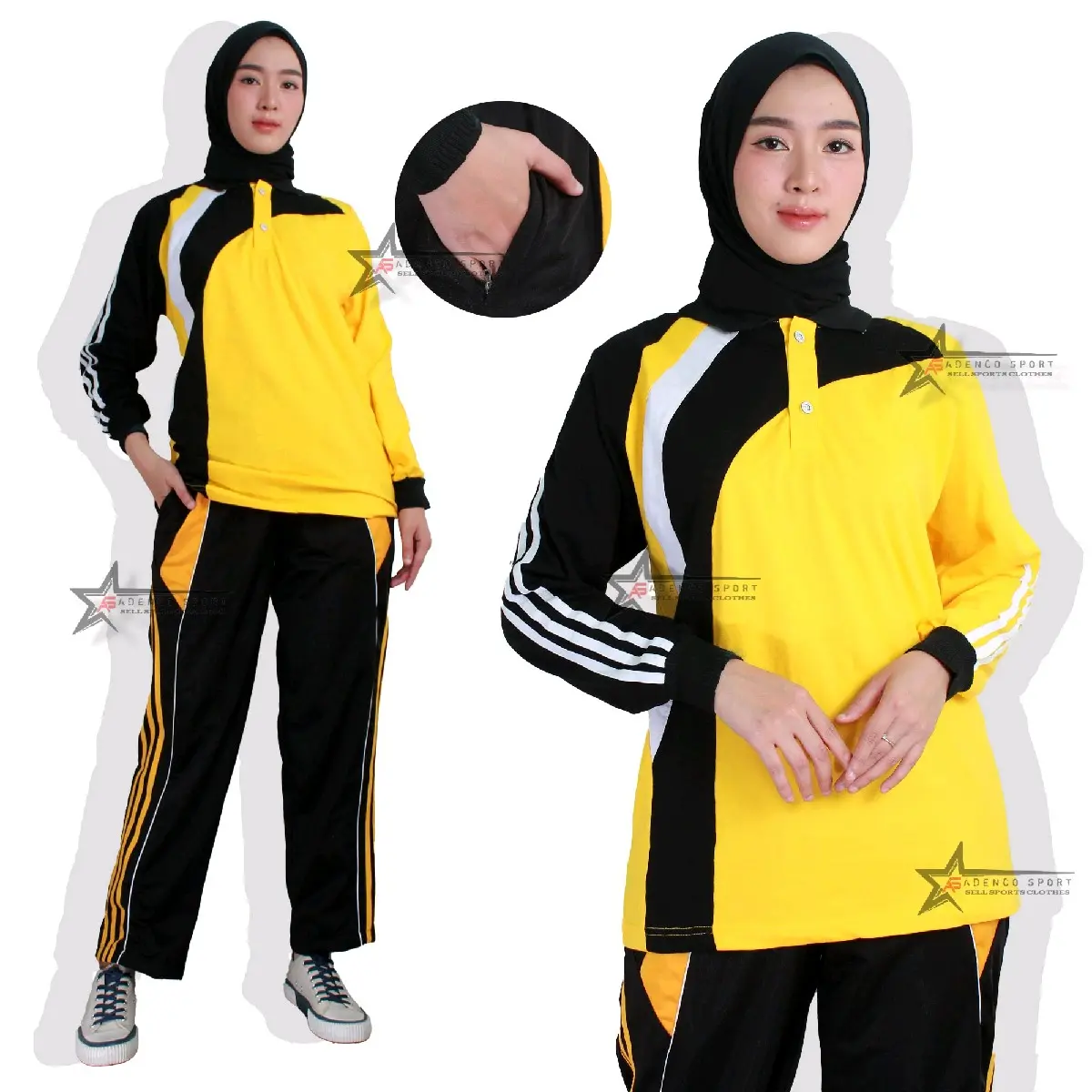 Setelan baju olahraga wanita / setelan seragam celana  baju olahaga sport Panjang Muslim Sporty Tunik Atasan