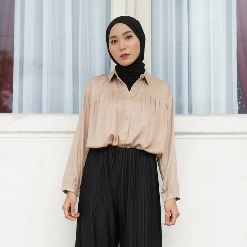 Zanitha Shirt kemeja rayon twill kerut oversize 8
