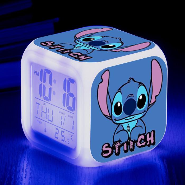 Cross-Border Foreign Trade Supply Star Baby Stitch New Large Screen Digital Creative Cartoon Children Colorful Square Clock 2