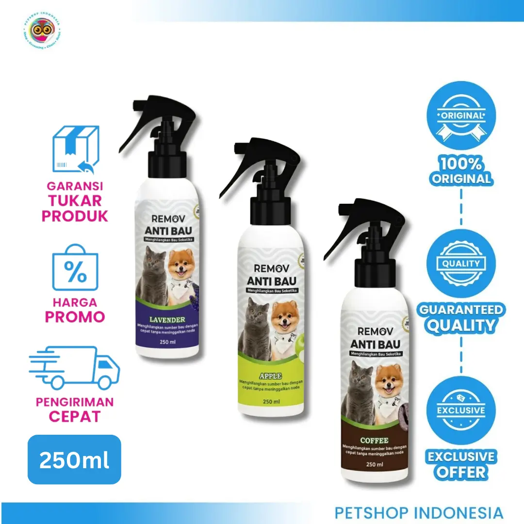 REMOV Spray Anti Bau 250ml - Pengharum & Disinfektan Serbaguna untuk Kandang Hewan