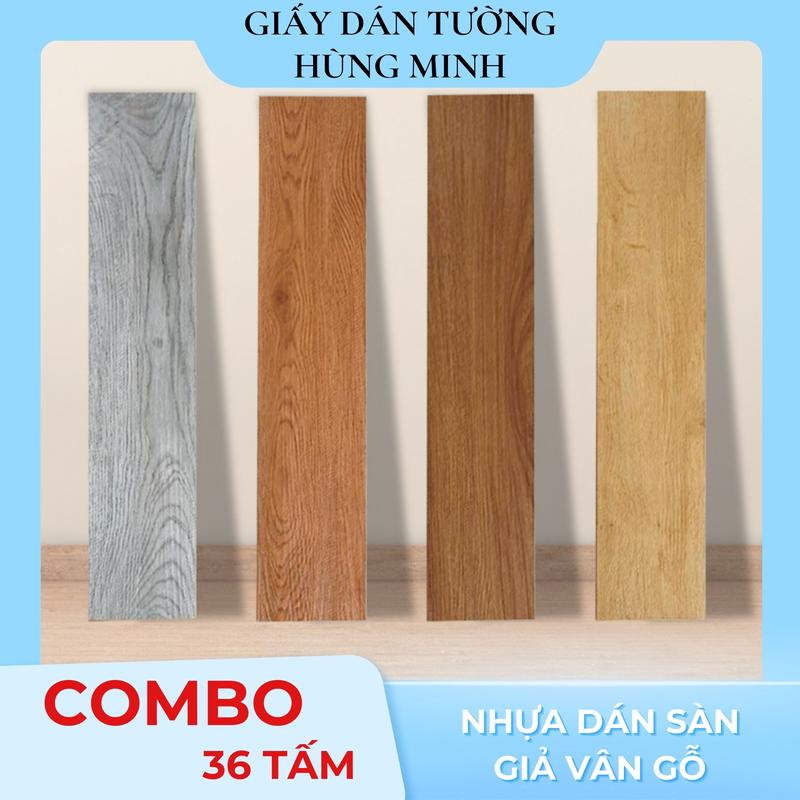 [ COMBO 36 TẤM - 5M2 ] Tấm Sàn Nhựa Giả Vân Gỗ Cao Cấp Có Sẵn Keo Dán Tiện Lợi Cải Thiện Không Gian Trang Trí Nhà Cửa Kích Thước Tấm 15,3 x 91,5cm