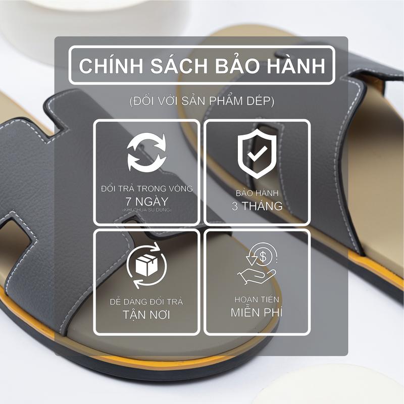 Dép Nam Kunluv Cao Cấp Quai Da Microfiber Chữ H, Hàng QC Full Box MS35 5