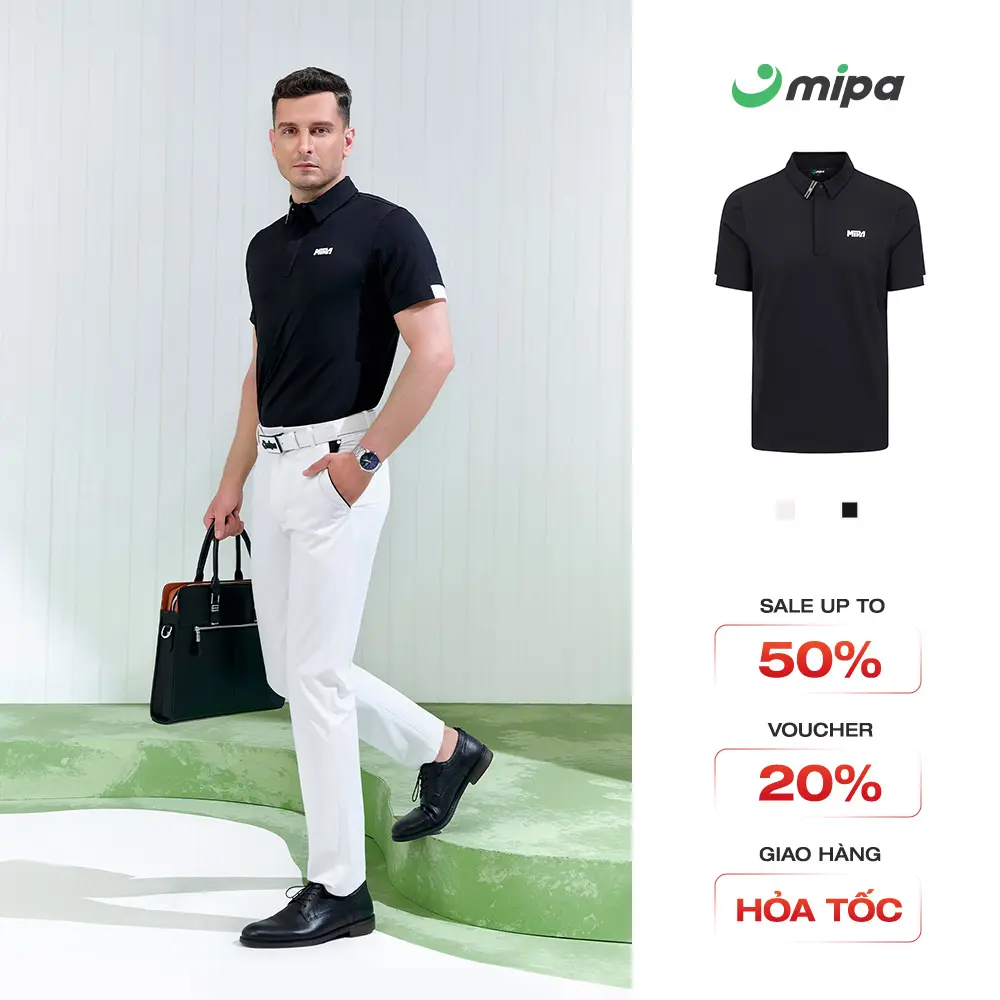 Áo phông Nam có cổ ngắn tay MIPA thời trang Golf họa tiết tay áo trẻ trung co giãn 4 chiều Vardon Top