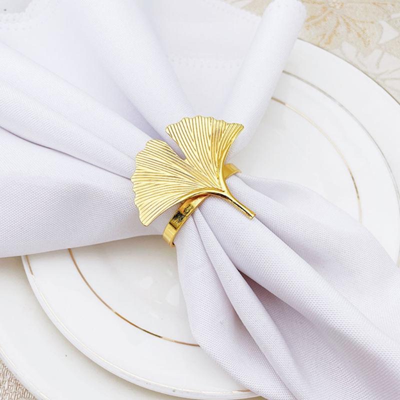 6pcs Ginkgo Biloba Napkin Ring Buckle Can Be Used for Wedding Banquet Mother'S Day Table Decoration. 0