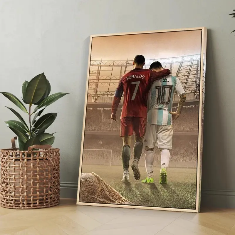 Tranh Cầu Thủ Siêu Sao Bóng Đá Tráng Gương Treo Tường Ranaldo Messi Neymar Mbappe CR7 M10 Real madrid MU Decor Phòng Khách Decor Phòng 3