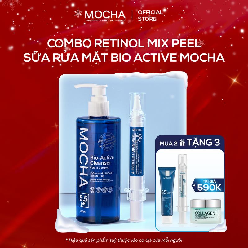 Set Sữa Rửa Mặt BIO ACTIVE Và Tinh Chất Peel Da Mocha Tặng Kèm 1 Ống Tinh Chất B5 + 1 Kem Dưỡng + 1 Sữa Rửa Mặt Skincare