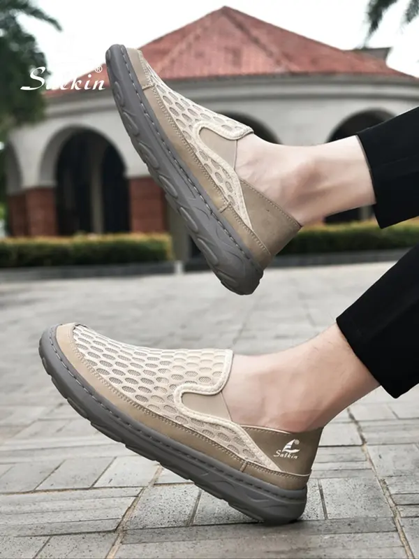 Men's Minimalist Plain Mesh Slip on Sneakers, Casual Comfortable Breathable Low Top Sneakers, Fashionable Sneakers for Daily Wear, Sports Shoes 6