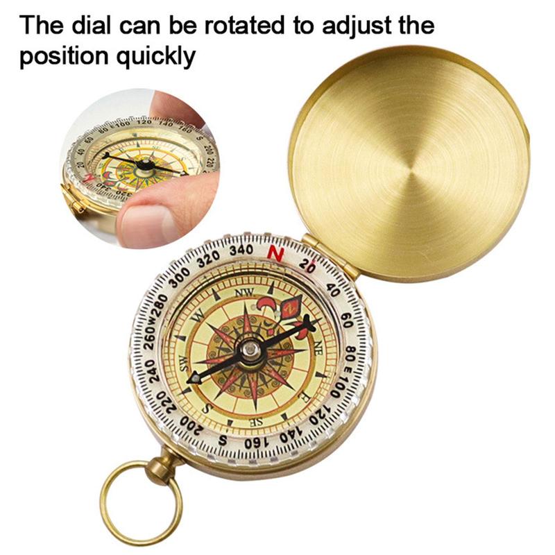 Camping Hiking Pocket Brass Golden Compass Portable Compass Outdoor Navigation Good Goods 8
