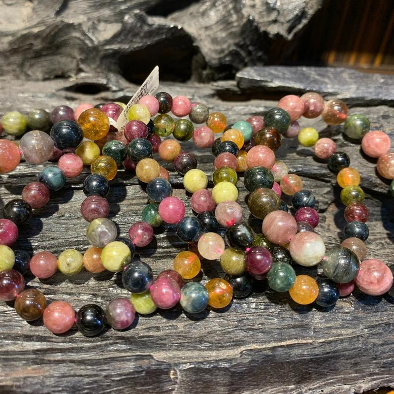 Vòng Tay Đá Bán Quý Tourmaline, Đa Sắc, Nhiều Size Hạt