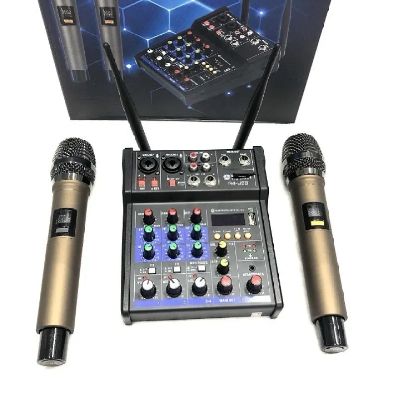 Bộ Mixxer hát livestream G4 Bluetooth kèm 2 mic không dây. Dùng được cho loa kéo, loa ô tô, dàn karaoke gia đình, livestream, thu âm Kem Mixer 5