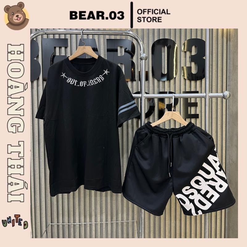 Bộ quần áo hoạ tiết ngôi sao chữ vòng cổ thêu + quần chữ trắng in sơn hàng đẹp short nam nữ unisex BQ: 220 Cotton Menswear Polo Hoodie