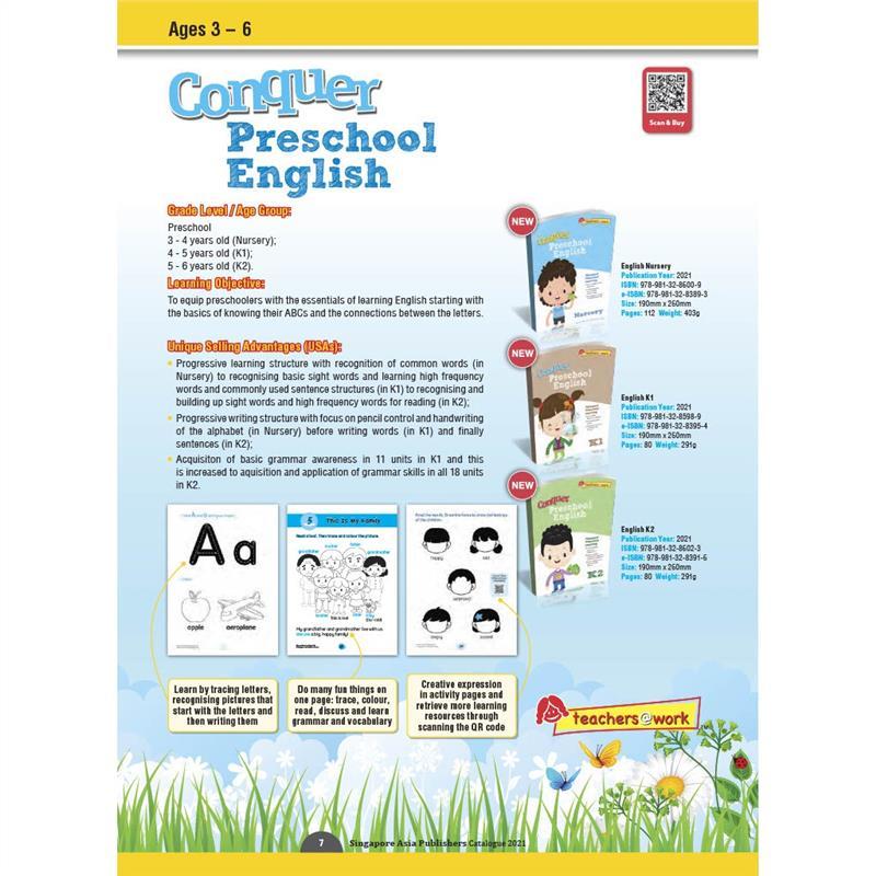 100% Quality Conquer Preschool English, Mathematics, Chinese Series | Pre-School School Assessment Books - SAP 2