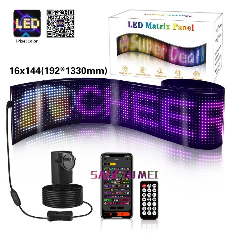 Product Introduction of Multilingual Car LED Matrix Pixel Panel Scrolling Advertising Smart Blue-tooth App Control for Car Truck Devil's Eye Signs Light 41