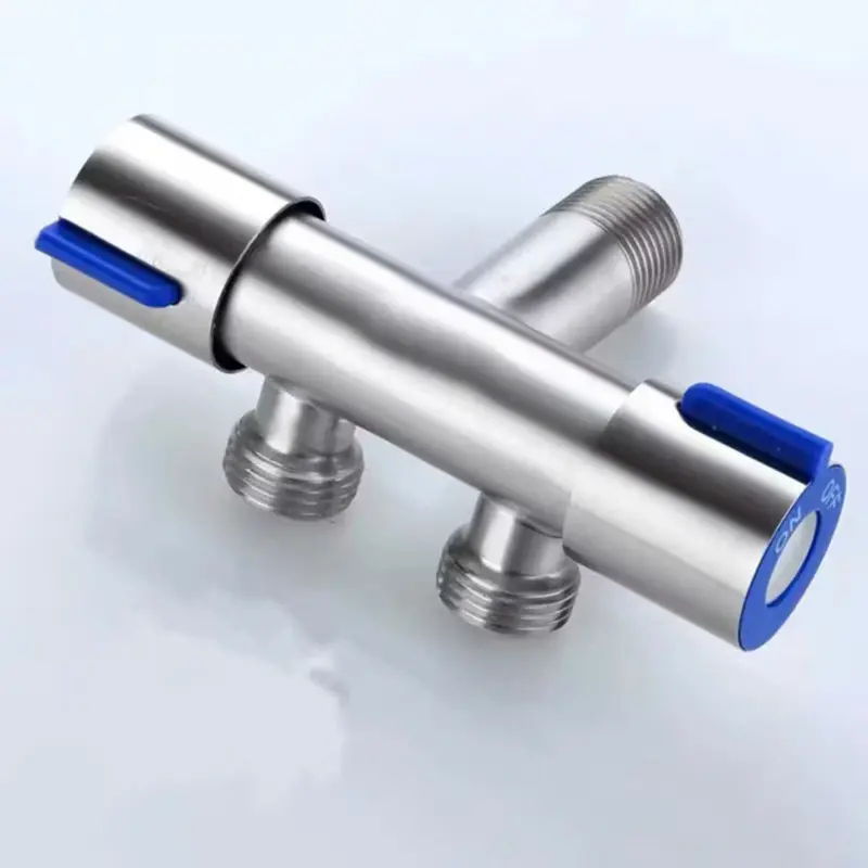 Van khóa nước đơn nóng hoặc lạnh thép không gỉ 304 van tay đỏ xanh 2 đầu ra van nước đa năng 2 cổng xả ren 21 voinuoc  xoay van  chuyển 1