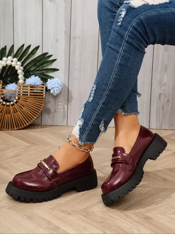 Women's Fashionable Solid Color Slip on Loafers, Casual Comfortable Round Toe Flat Shoes for Daily Wear, Lightweight Breathable Shoes for All Seasons 5