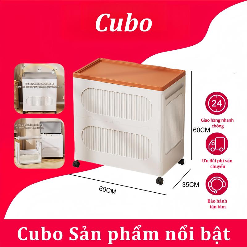 CUBO Hộp gấp nắp mở hộp đựng quần áo nhựa pp chất lượng cao sức chứa lớn kín và chống bụi có bánh xe đa năng