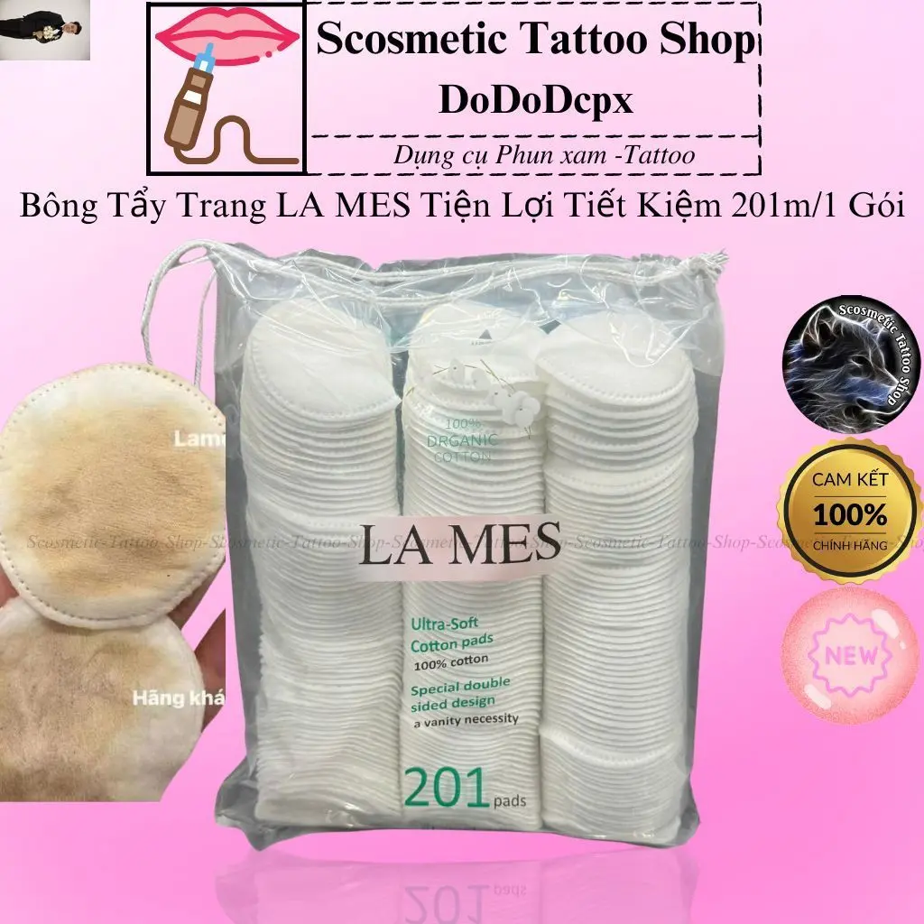 (Combo 2 Gói ) Bông tẩy trang Lames 201 Miếng 1oo% Cotton ,bông miếng cắt sẵn tự nhiên mềm mại cho da nhạy cảm