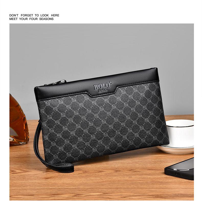 Product Introduction of Men's Handbag New Fashion Plaid Business Large Capacity Casual Envelope Men's Clutch 21