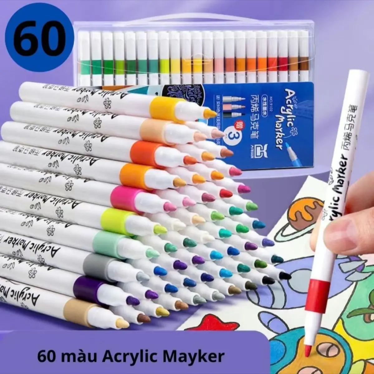(60 Màu) HỘp Màu Cao Cấp Tươi Sáng, Màu D Acrylic Chống Nước Vẽ Trên Mọi Chất Liệu Bề mặt