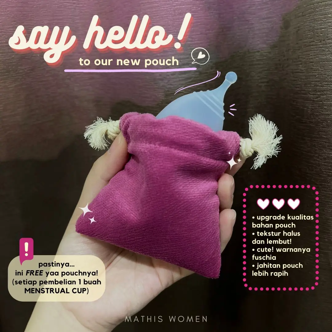 Mathis Women Menstrual Cup 3 Ukuran Tanpa Pewarna Silikon Medis Grade Hypoallergenic Dengan Patch Pain Relief Gratis