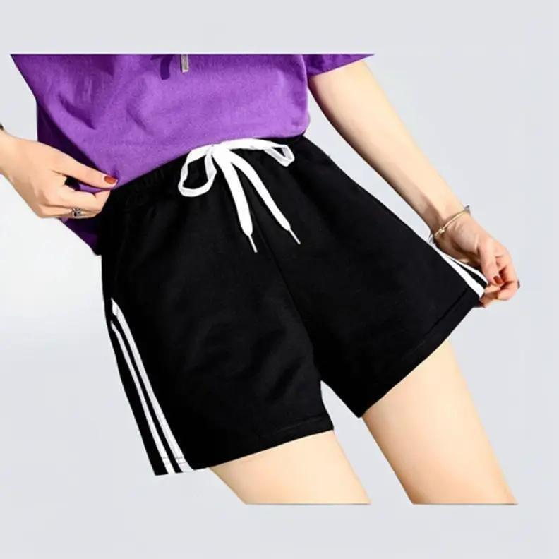 Quần đùi nữ Màu Đen, quần short thun nữ 2 sọc chất thun cotton thoải mái thoáng khí sport thun Quần Ngố Tập Thể Dục 7