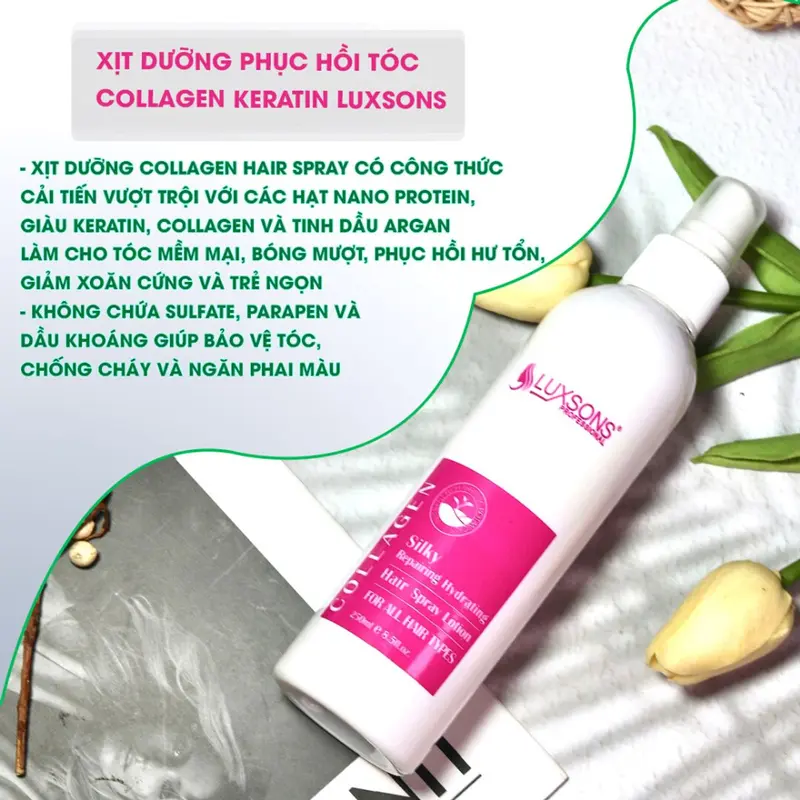 Xịt Dưỡng Tóc Collagen LUXSONS ,Xịt Keratin Mượt Tóc Tinh Chất Chăm Sóc Tóc Nhuộm Uốn Khô Xơ Hư Tổn. 6