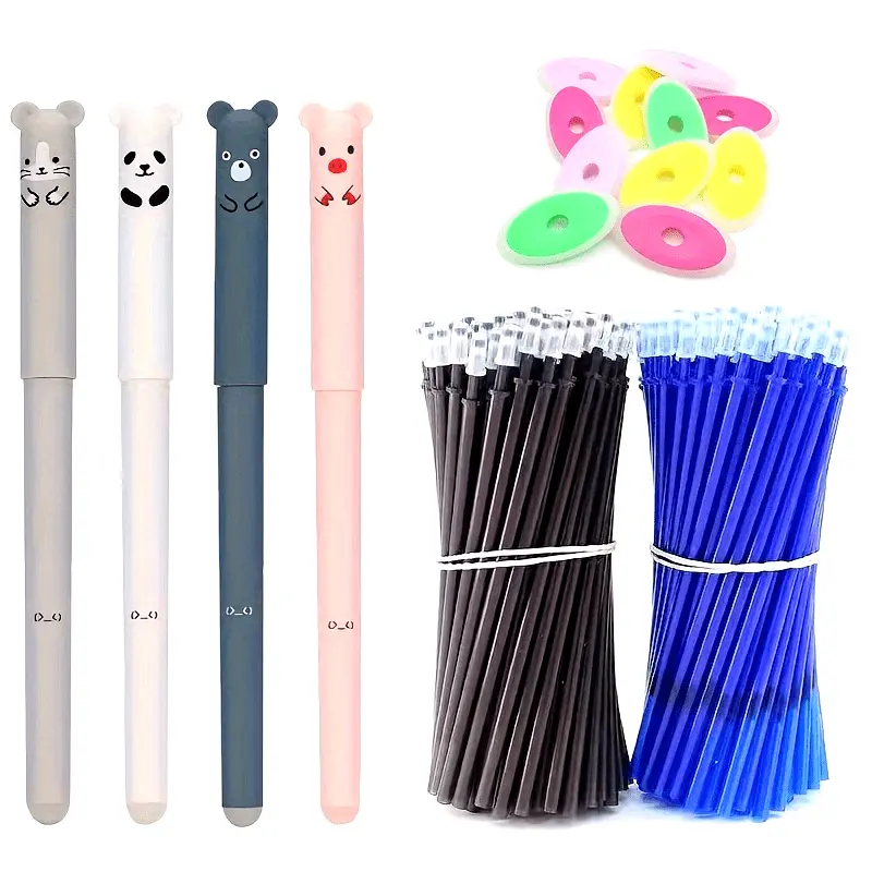 Bộ Bút Gel Xóa Được 26 Cái, Bút Mực Xanh Đen 0.35Mm, Thiết Kế Hình Gấu, Mèo Và Chuột Kawaii, Tay Cầm Có Thể Giặt Được, Thích Hợp Cho Đồ Dùng Học Tập Và Văn Phòng, Quà Tặng Văn Phòng Phẩm