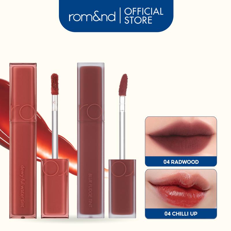 Combo Son kem lì Romand Blur Fudge Tint 5g + Son tint bóng Romand Dewyful Water Tint 5g Satin Cosmetic Mỹ Phẩm romand tonelạnh