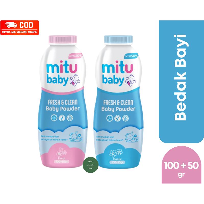Mitu Baby Powder Fresh & Clean 100 + 50 gr - Bedak Bayi - Shop | Tokopedia