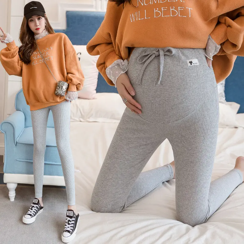 Quần Legging Bà Mang Thai, Phong Cách Mùa Xuân Và Mùa Thu, Quần Ôm, Quần Hỗ Trợ Bụng, Quần Legging Sọc, Có Thể Đeo Trước Và Sau Khi Sinh, Quần Cropped Xén, Thích Hợp Mặc Ngoài Trời