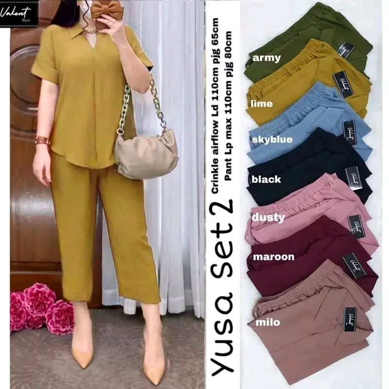MOZA ONE SET CRINGKEL SETELAN LENGAN PENDEK KEKINIAN CELANA 7/9 Airflow