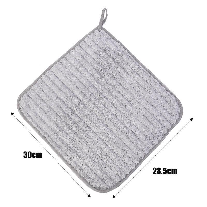 Product Introduction of Super Absorbent Stripe Hanging Hand Towel Soft Coral Veet Home Kitchen Cleaning Dishcloth Practical Bathroom Supplies 9
