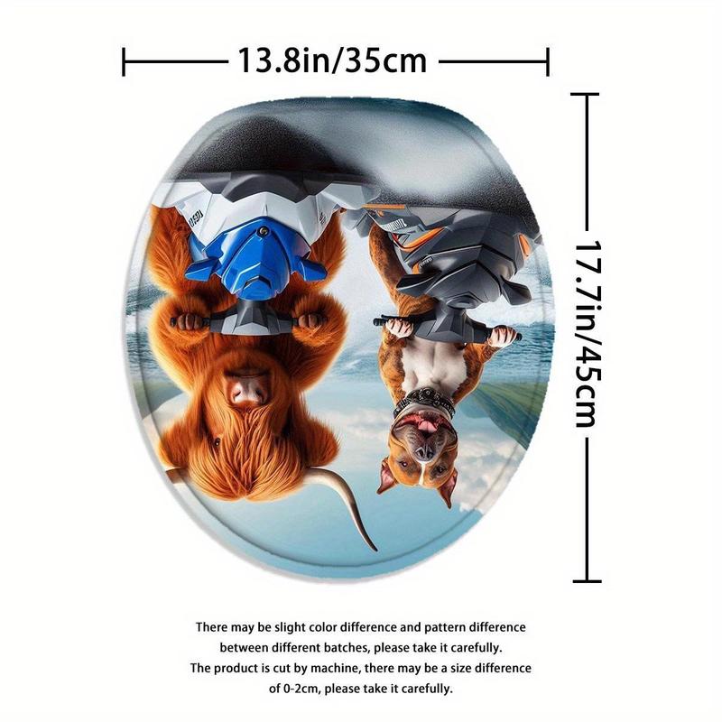 Western Cow Pattern Bathroom Decorations, 4 Counts/set Including Shower Curtain & Toilet U-shape Mat & Bathroom Mat & Toilet Lid Cover, Bathroom Accessories 7