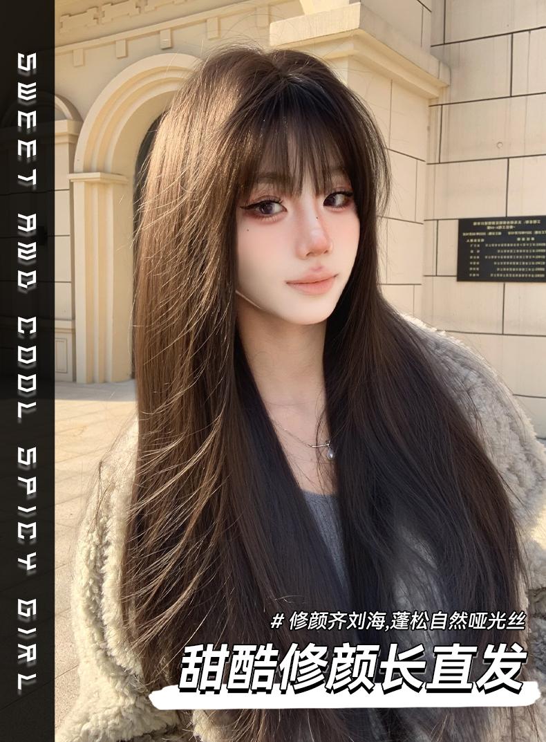 Product Introduction of [Chuan Shang Fu Jiang] Wig for Women Daily Natural Bangs Long Straight Hair Sweet Cute Age-Reducing Wig Cap 0
