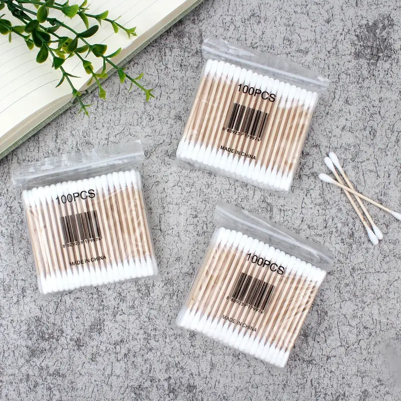 Tăm Bông Gói 100 Chiếc Bằng Gỗ Tre Chắc Chắn Tiện Lợi Tăm Bông Ngoáy Tai Tre Thân Thiên Môi Trường
