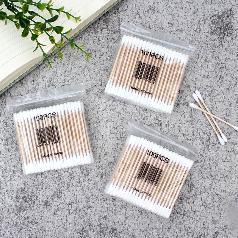 Tăm Bông Gói 100 Chiếc Bằng Gỗ Tre Chắc Chắn Tiện Lợi Tăm Bông Ngoáy Tai Tre Thân Thiên Môi Trường 0