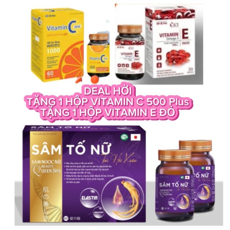 [DEAL HỜI. Mua 1 tặng 2] Viên uống Sâm Tố Nữ Sét 2 lọ tặng 1 hộp Vitamin E Đỏ và 1 hộp Vitamin C 500 plus x3 thực phẩm bổ sung hỗ trợ chăm sóc sắc đẹp
