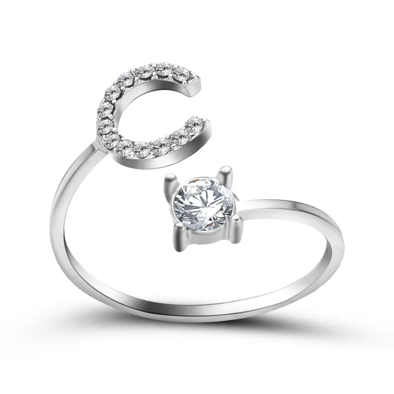 Cincin wanita inisial huruf A sampai Z model cantik adjustable Rings 6