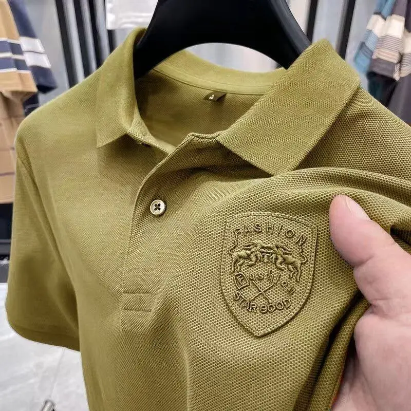 Áo Thun Polo Nam Ngắn Tay, Thêu Ve Áo Thường Ngày, Cổ Ve Áo Menswear Có Cổ Shirt 4