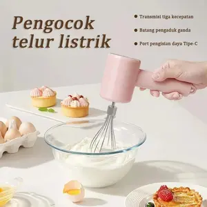 GINGGER - Mixer elektrik 3 kecepatan yang dapat diatur, mixer tangan tanpa kabel, mixer adonan kue elektrik