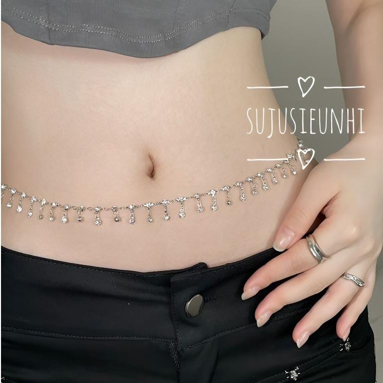 dây xích đeo eo hoặc cổ 1 lớp trang trí cơ thể hình giọt nước đính đá nhân tạo