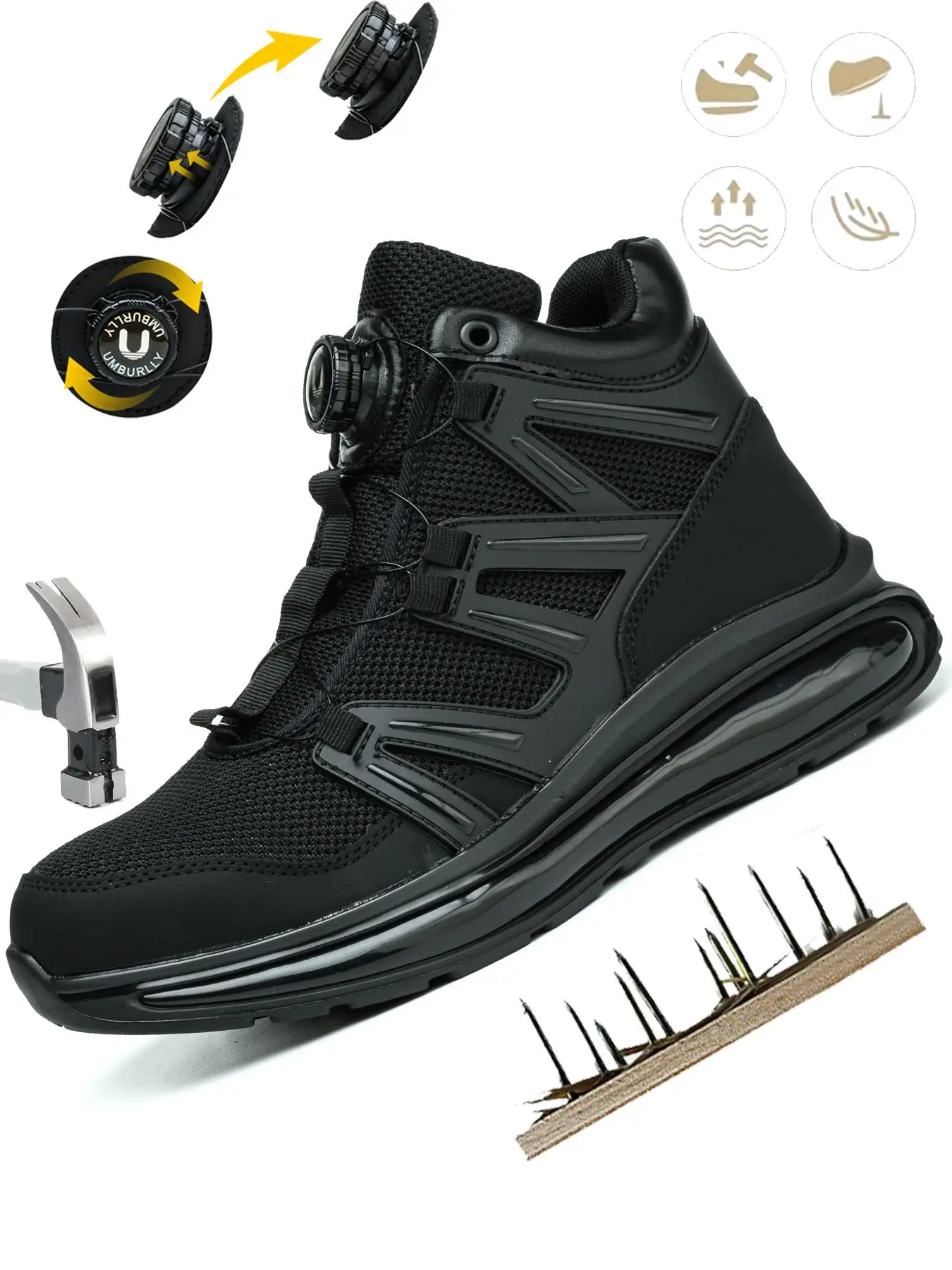 Men's Casual Slip on Safety Work Boots, Steel Toe Shoes for Men, Fashionable Low Top Air Cushion Soft Sole Work Shoes, Comfortable Breathable Non-slip Shoes for Daily Wear