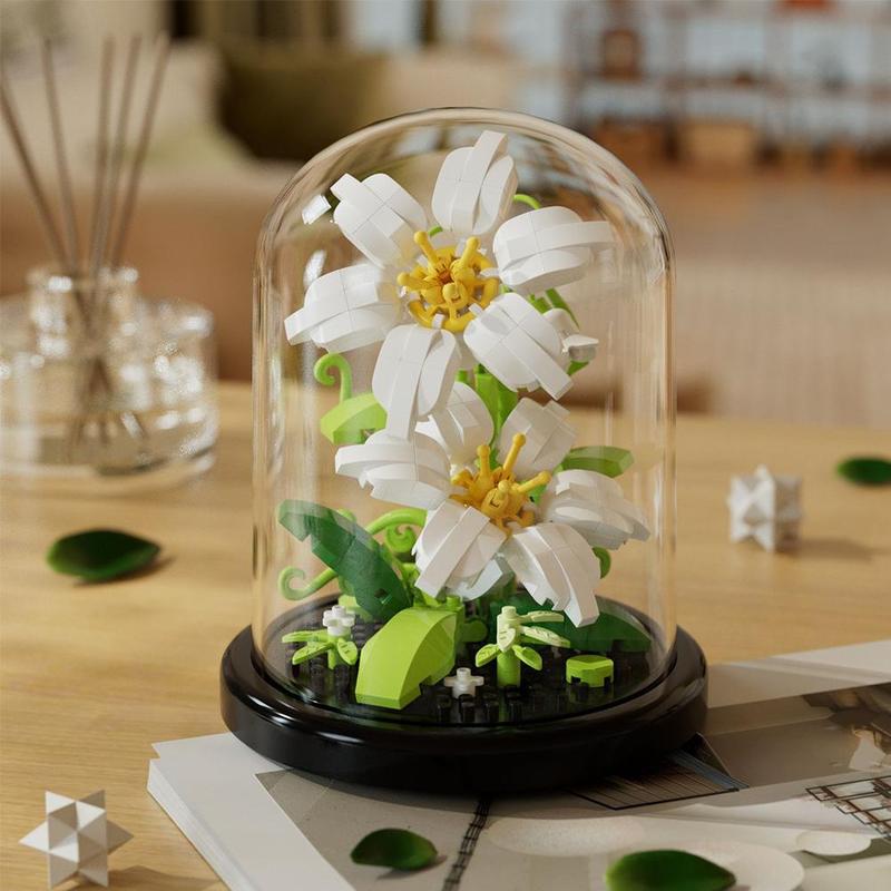 Product Introduction of 1 Set Plastic Building Blocks Flower Box Immortal Flowers Blocks Assembly Simulated Compatible F1N6 29