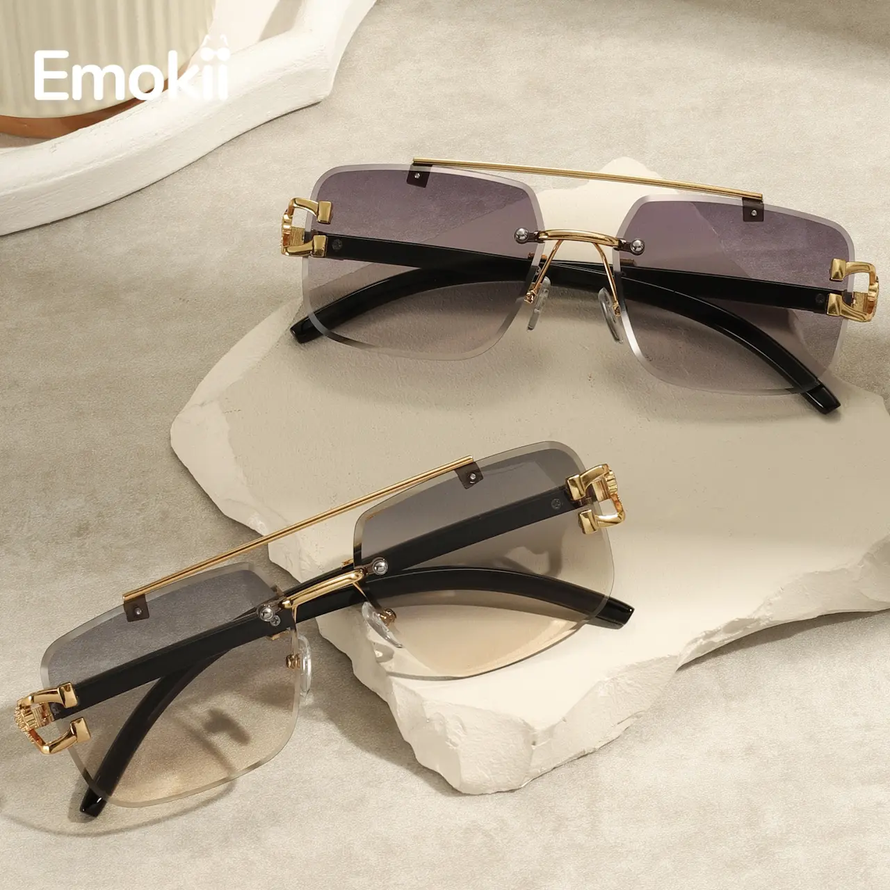 【COD+GRATIS KOTAK】Emokii Kacamata - Diana Klasik - Kacamata Hitam Pria Wanita Modis Frame Lensa Gradasi Kacamata Fashion UV Protector 400 Trend Kacamata Stylish Premium Unisex Kacamata Lensa 13 CM