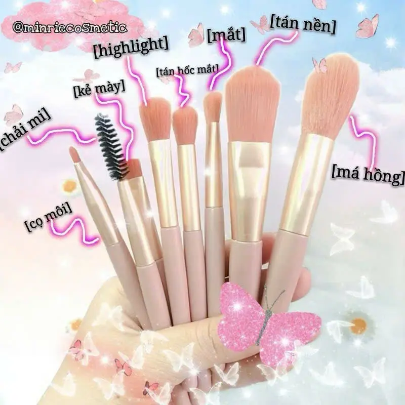 Bộ Cọ Trang Điểm 8 Cây Vintage Siêu Cute Trong Túi Zip​12:16/-strong/-heart:>:o:-((:-h Xem trước khi gửiThả Files vào đây để xem lại trước khi gửi