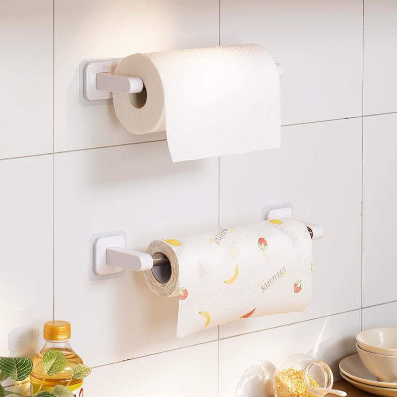 Kitchen Roll Holder, 1 Count Self Adhesive Wall Mounted Tissue Holder, Durable Storage Rack for Kitchen Bathroom, Home Organizer 4