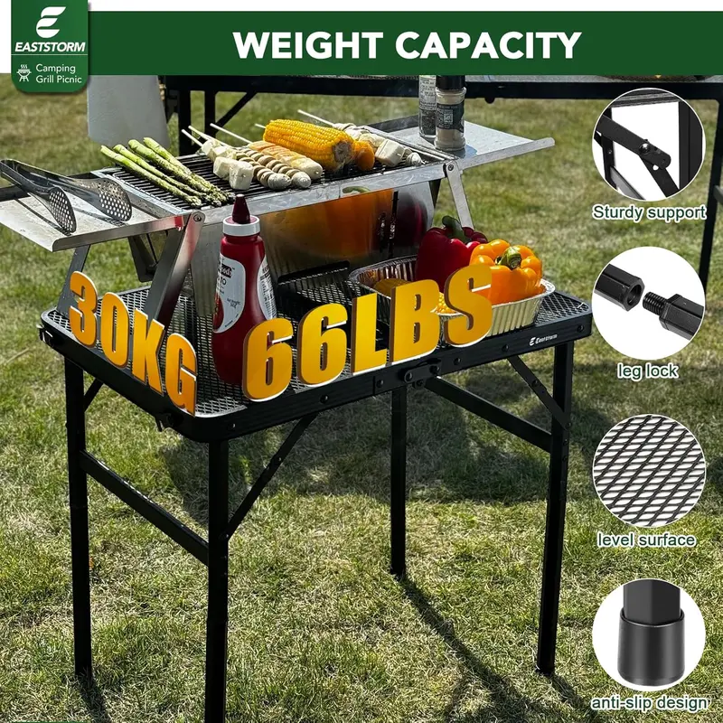 Camping BBQ Table Outdoor Folding Picnic Table 23.6"x 15.7"- Portable, Compact & Foldable for Easy Storage - Great for Picnic, Garden, Patio, Dining, Party, Market 5