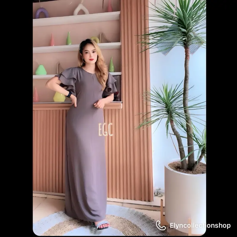 Moza Dress By ElinCollection |bahan crincle airflow | Slim-fitting Polos Liburan 3